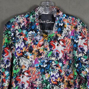 Robert Graham Shirt Mens Large Colorful Floral Splatter Obispo Classic Flip Cuff